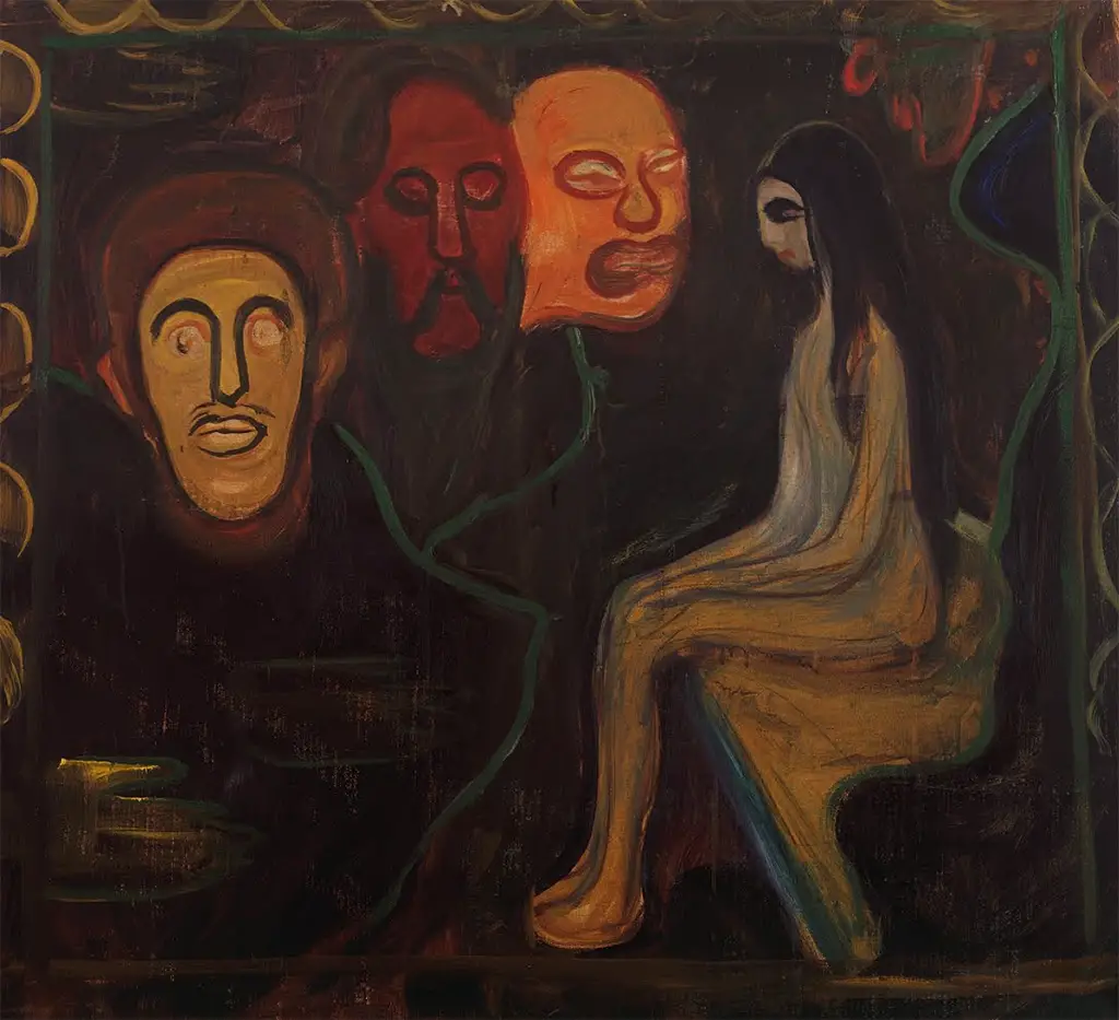 Girl and Three Male Heads in Detail Edvard Munch